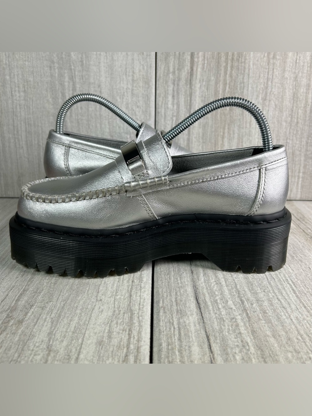 NEW Dr. Martens Docs Penton II Quad Platform Loafer Shoe Silver Women’s Size 7 - Picture 4 of 11